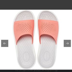 Crocs Lite Ride Coral And White Slide Sandal